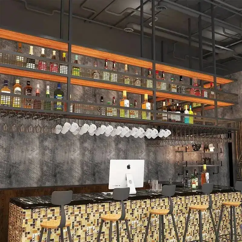 

Liquor Corner Storage Wine Cabinets Kitchen Salon Shelf Metal Hanging Wine Rack Bottle Buffet Restaurant Meuble Display Cabinet