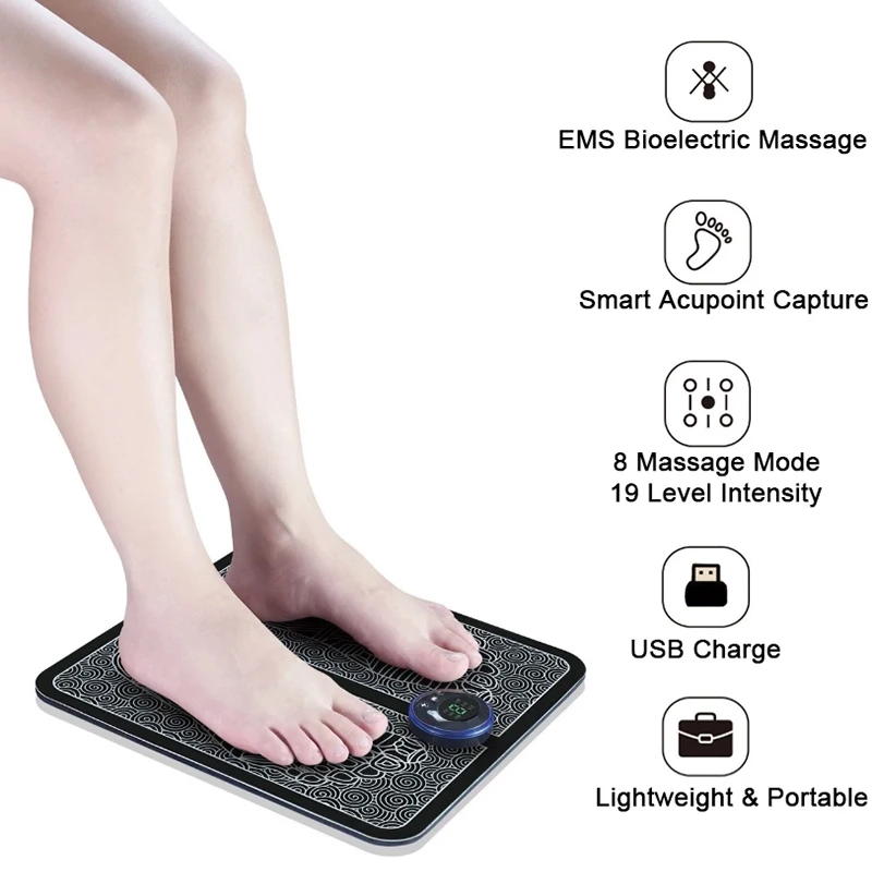 Electric EMS Foot Massager Pad Muscle Relaxation Trainer for Fitness Sport Home Family Use - Outdoor Friendly