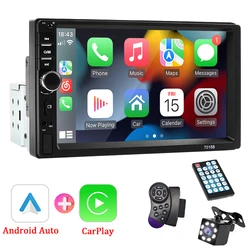 Leitor Multimédia Automóvel com Ecrã de Toque HD, Autoradio Universal, Carplay Android, 1 Din, 7 pol, FM, Entrada AUX, Bluetooth, MirrorLink