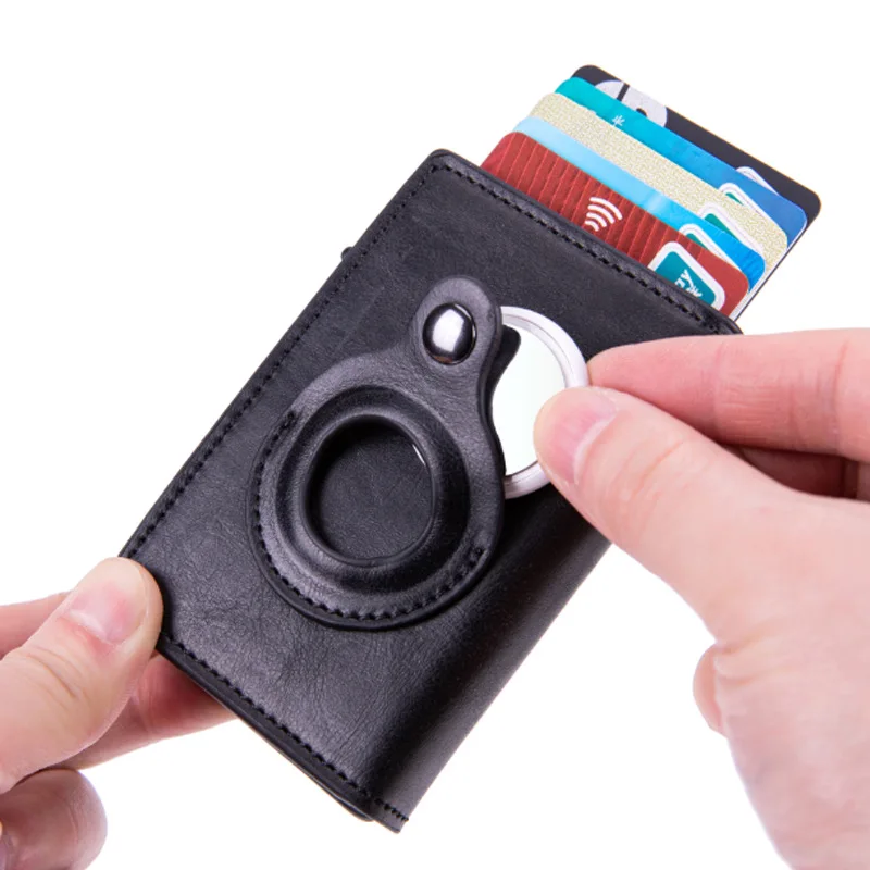 Airtag Wallet Card Holder Porta Credencial Cartera Carteira Masculina Rfid Smart Wallet Men Air Tag Luxury Couro Billetera Hombr