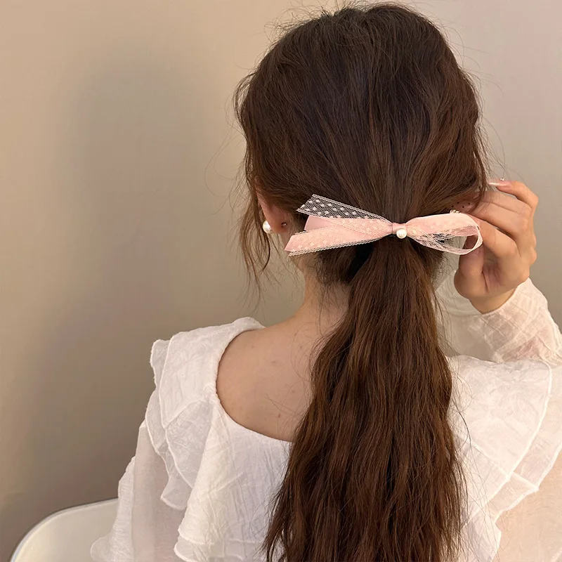 Hair accessories for girl women pins and clips bow trendy leading fashion korean sweets kpop new in ribbon fairy pearl 2024 cute