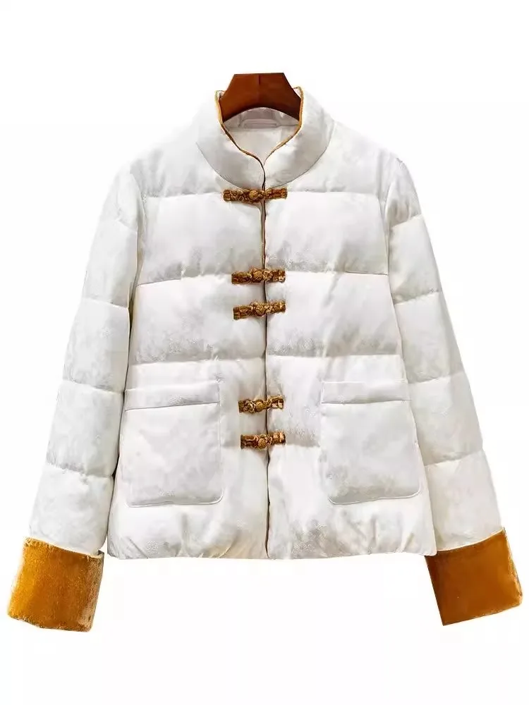 

Spring Faionable Cotton Jaet Collar Coat Men Women Casual High-End Gentle Temperament Open Cardigan Cotton Clothes