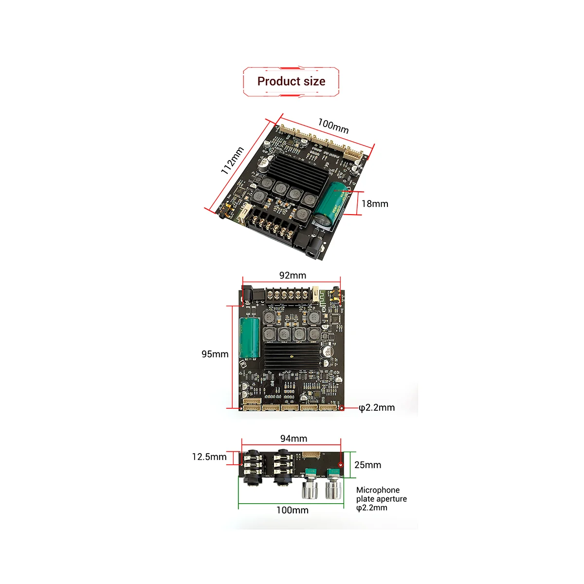 A57G-ZK-AM100F الرصاص نوع KTV ميكروفون نظام الصوت 2.1 قناة بلوتوث مكبر كهربائي مجلس 50 + 50 + 100 واط