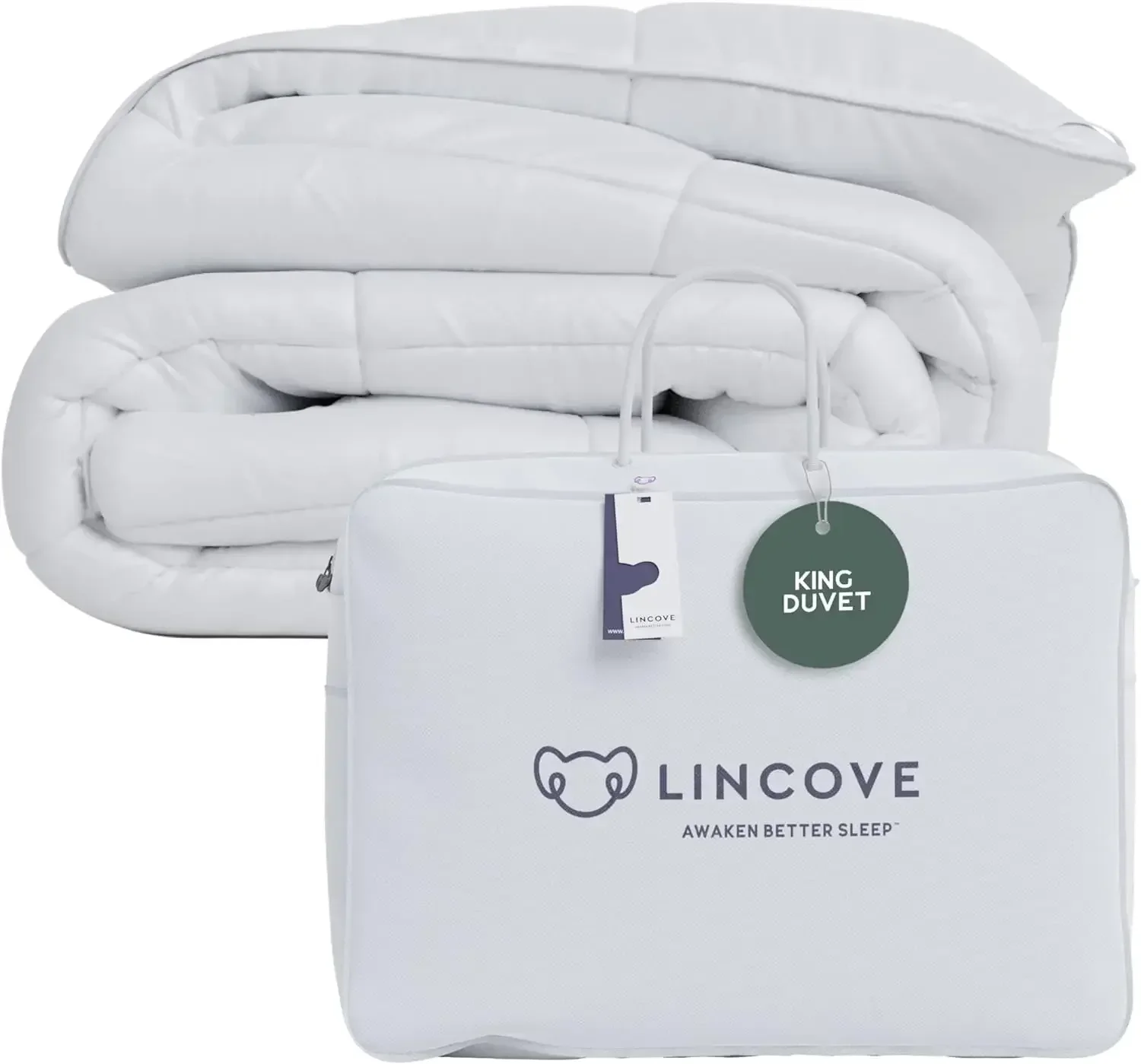 Lincove Canadian Down Comforter – All-Season Warmth Duvet Insert – Corner Loops in Each Corner, 600 Thread Count -