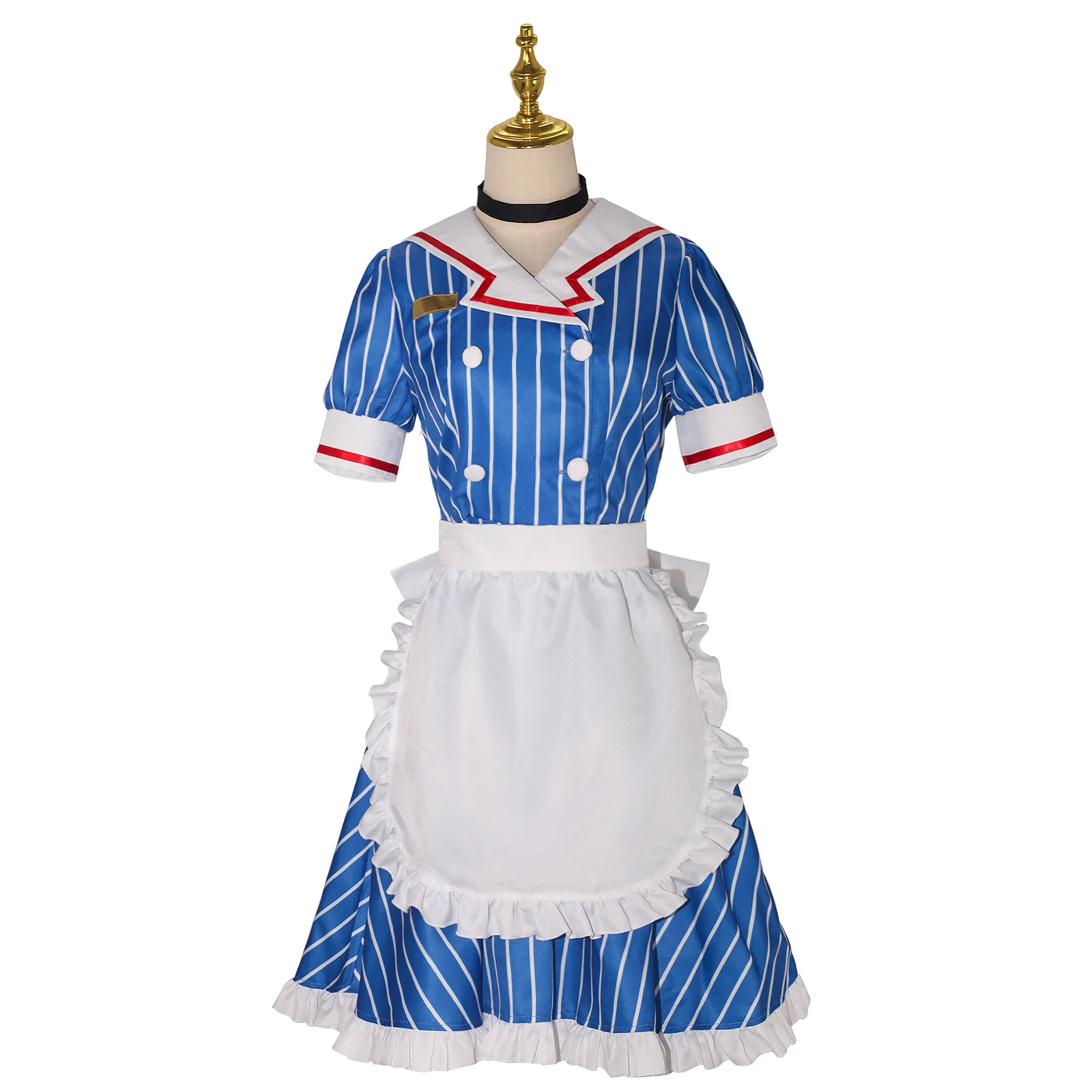 Miku Cosplay Costumes Anime Mesmerizer Uniform Women Striped Maid Dress Hat Apron Suit Halloween Christmas Carnival Party Dress