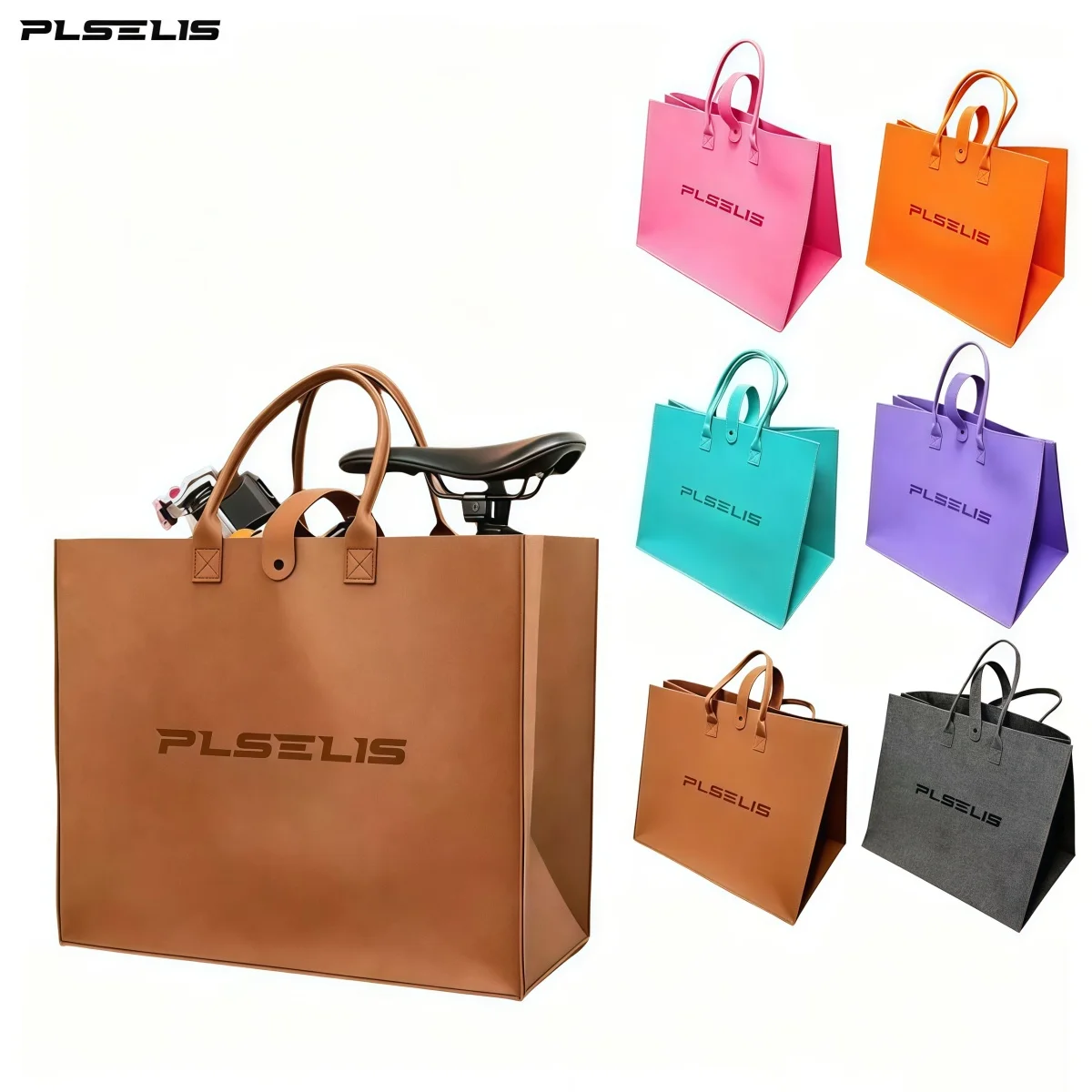 PLSELIS Folding Bike Storage Bag For Brompton & Dahon 16"/20" – Lightweight Waterproof Tote (Brown Purple Green Orange Pink)