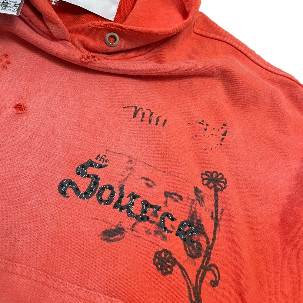Y2k American Streetwear Digital Print Graffiti Graphic Hoodies Hip Hop Street Style Cotton Vintage Distressed Red Casual Hoodies