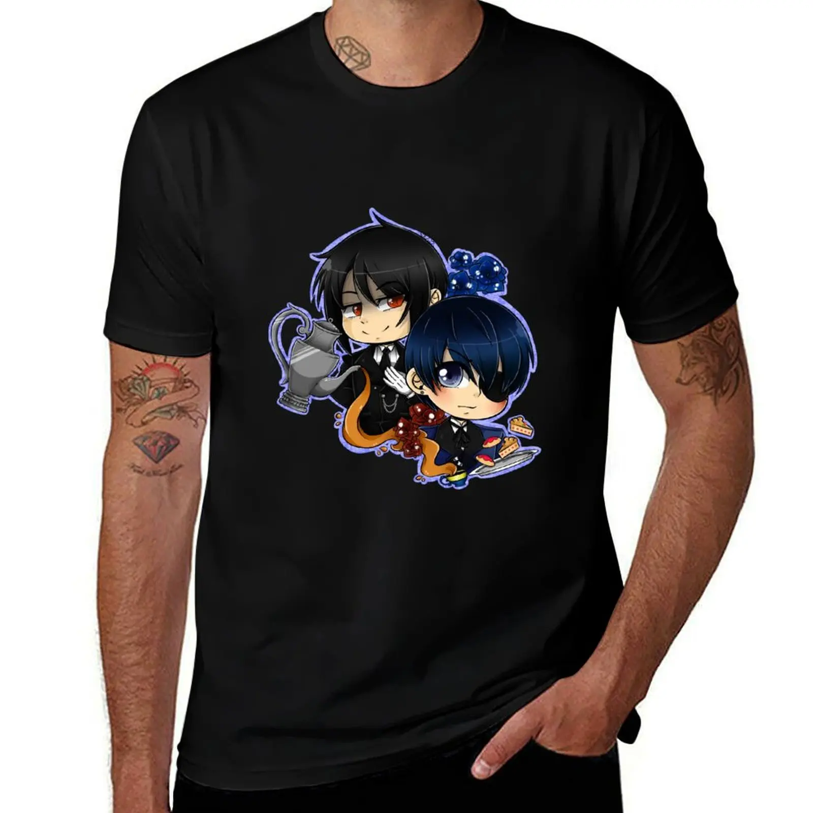 Ciel and Sebastian T-Shirt Basic Lightweight Short Sleeve Tee