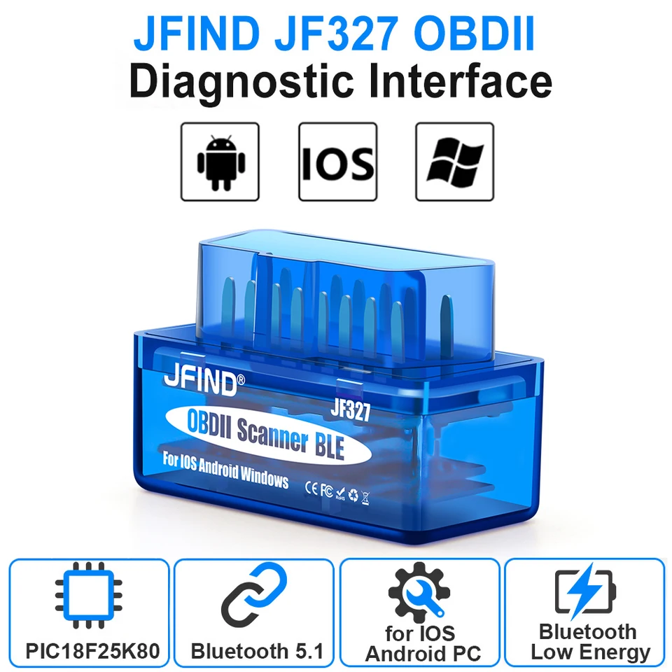 JF327 V1.5 OBD2 Scanner Bluetooth 5.1 for iOS Android