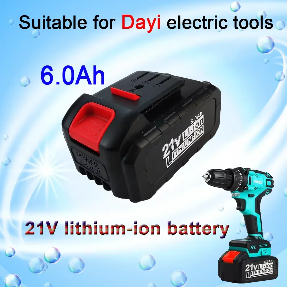 

Power Tool Rechargeable Lithium Battery 21V 6000mAh For Dayi Cordless Electric Wrench Car impact wrench