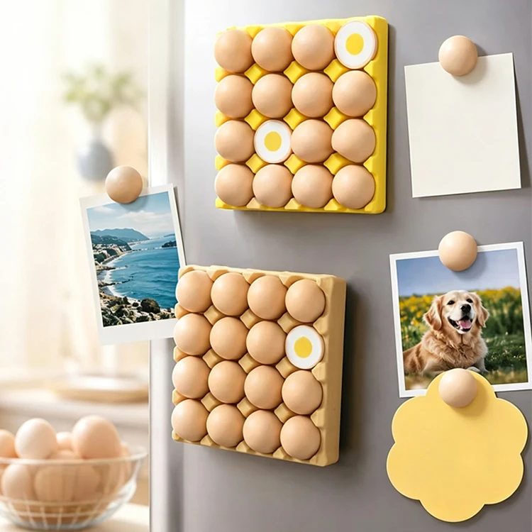 Küchen-Ei-Kühlschrankmagnet 3D Abnehmbarer Notizclip Mini Kreativer Kühlschrankaufkleber Heimdekoration Schrank Büro Fotohalter als Geschenk – Detail 1
