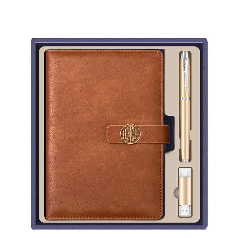 2025customized.PU Leather Style Notebook Box Business Meeting Record Exhibitions Souvenir with Custom Servic