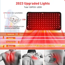 Red Light Therapy Belt, Almofada de Dispositivos de Terapia Infravermelha Próxima, 60-120LEDs Cinto Shaper de Cintura Vermelha, 660nm 850nm