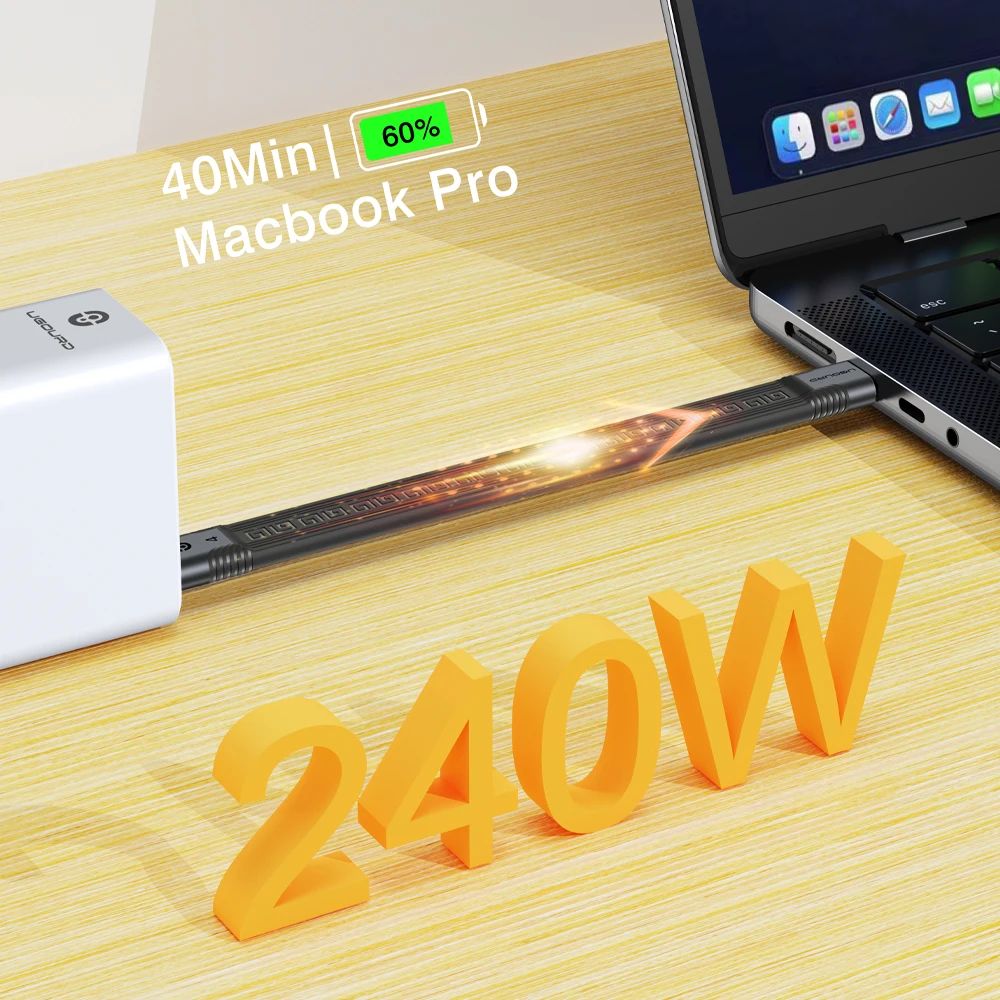 UGOURD Korte USB4 Datumkabel USB C Thunderbolt 4 Kabel 40 Gbps Type C naar C PD 240 W Snellaadsnoer 8 K voor HDD eGPU Power bank