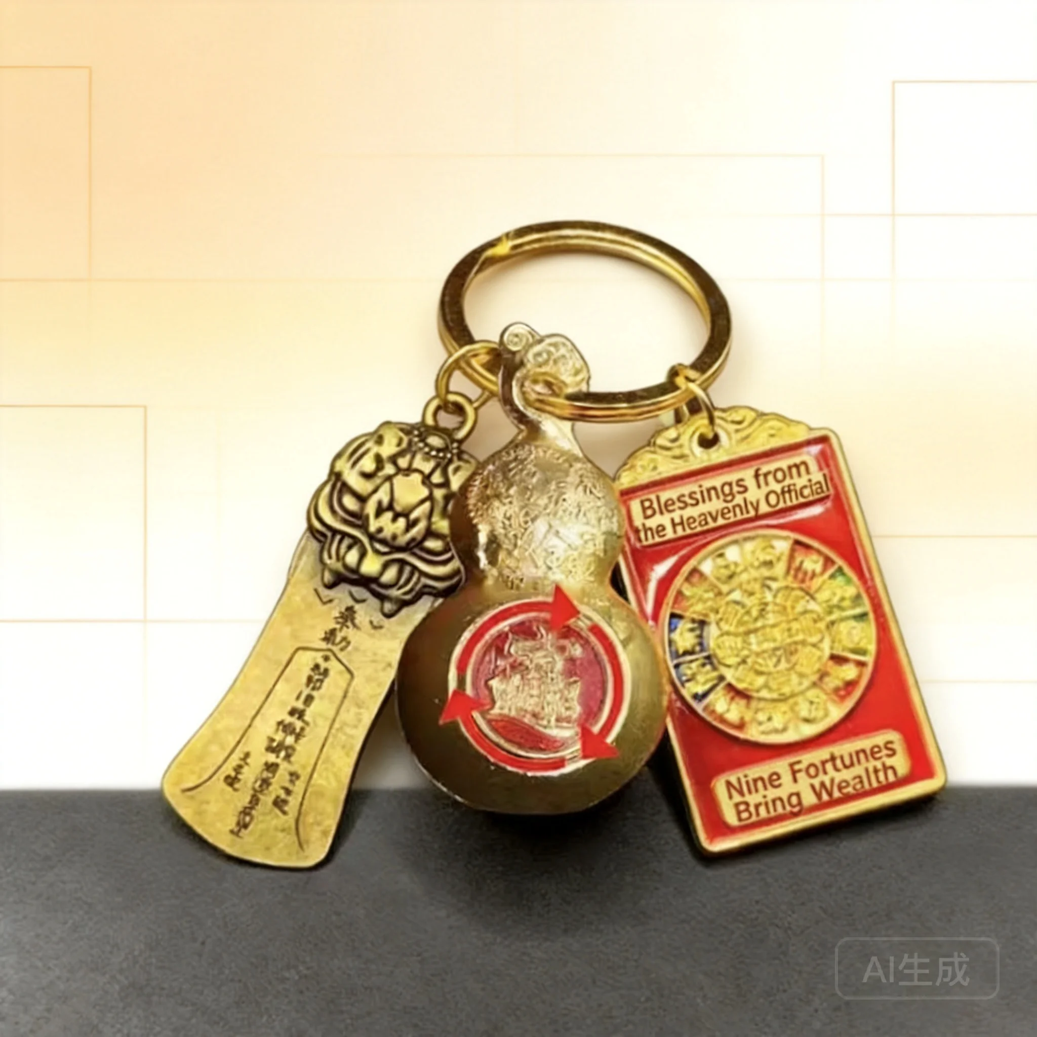 Chinese Traditional Blessing Keychain For Men Women Daily Use Bag Decor Pendant With Gourd Pixiu Eight Trigrams Tiangong Blessin