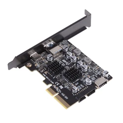 USB 3.2 PCIE 라이저 카드, C타입 포트, 10Gbps PCI-E 4X-USB 3.2 Gen 2 타입, 19P, 20P 커넥터 추가 카드, 드롭쉽