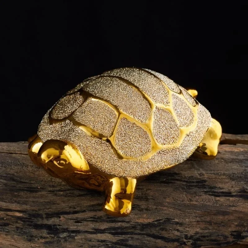 Fengshui Turtle Desk Decoration Gold Decorative Figurines Money Turtle Ceramic Car Home Living Room Decor Home Accessories
