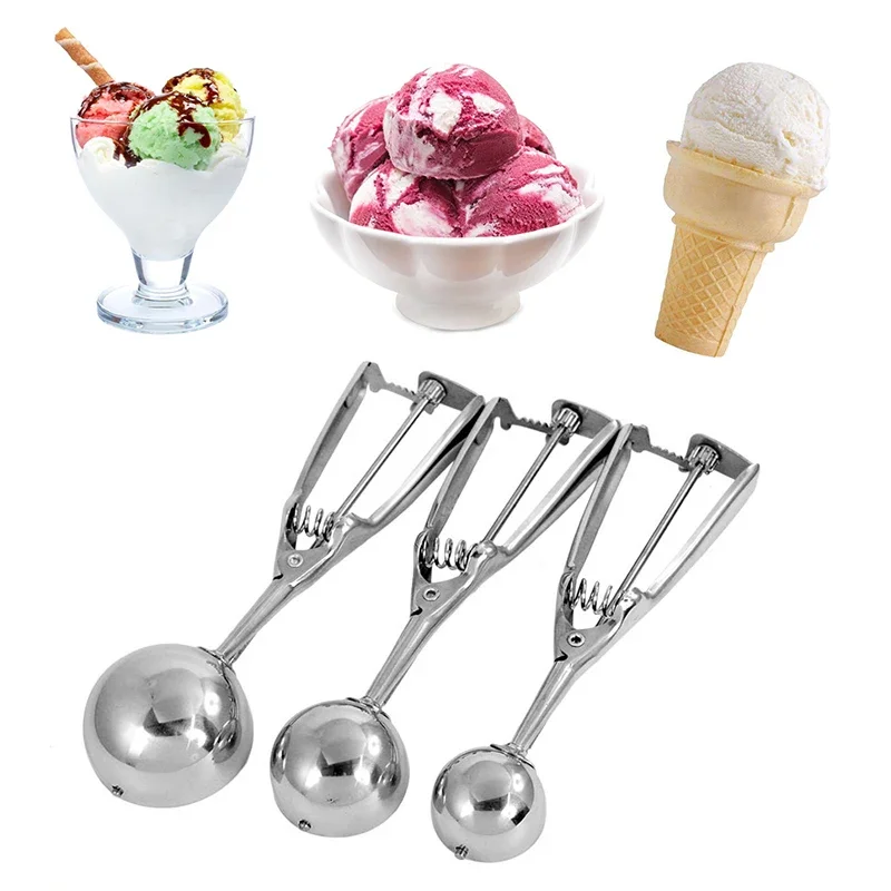 1pcs Kitchen Ice Cream Tools Utensils Stainless Steel Mash Potato Ice Cream Spoon Scoops Ice Cream Gadgets Hot 4cm/5cm/6cm