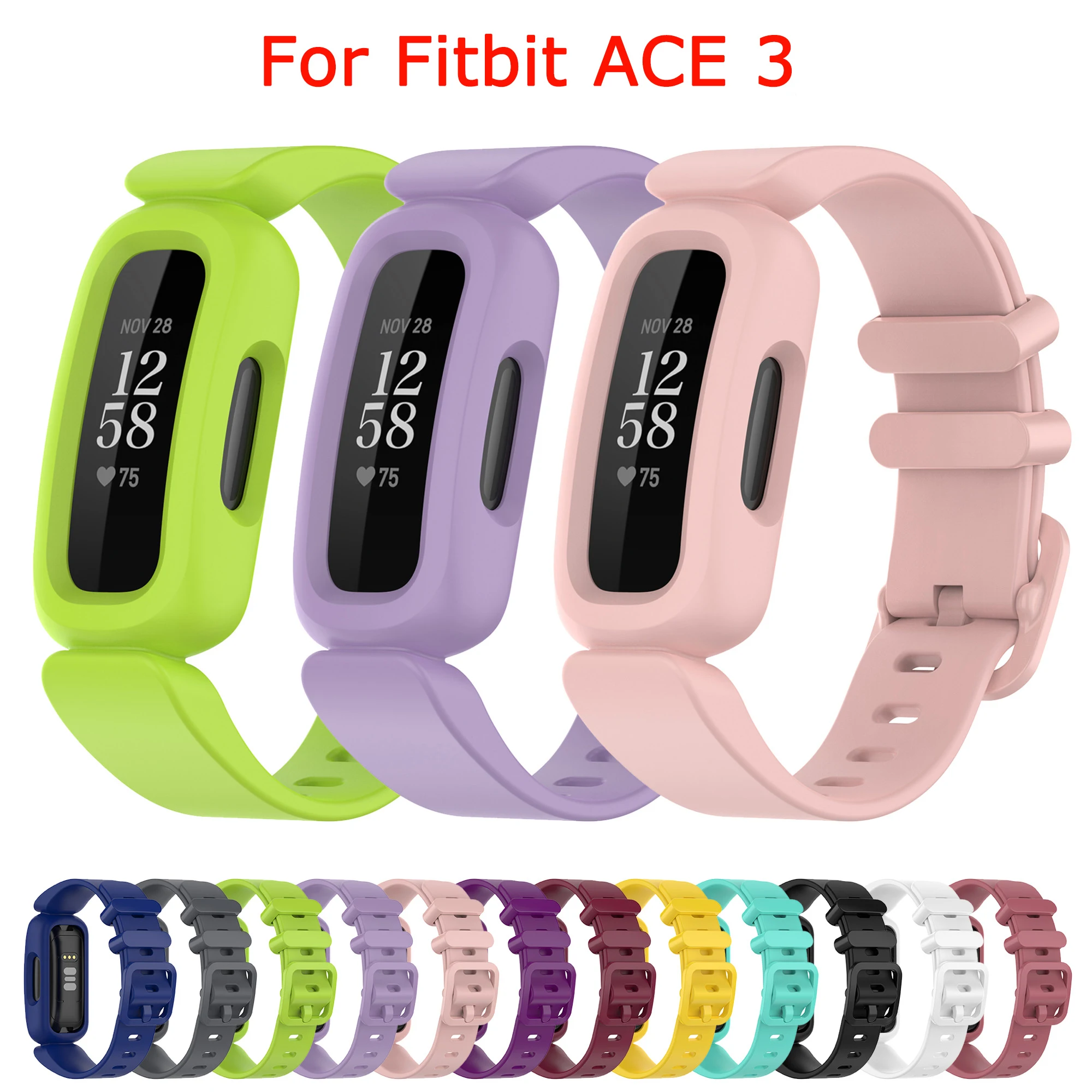 

Wristband Silicone Strap For Fitbit ACE 3 Band Smart Watch Replacement Strap Bracelet Watch Accessories Watchband Correa Ace 3