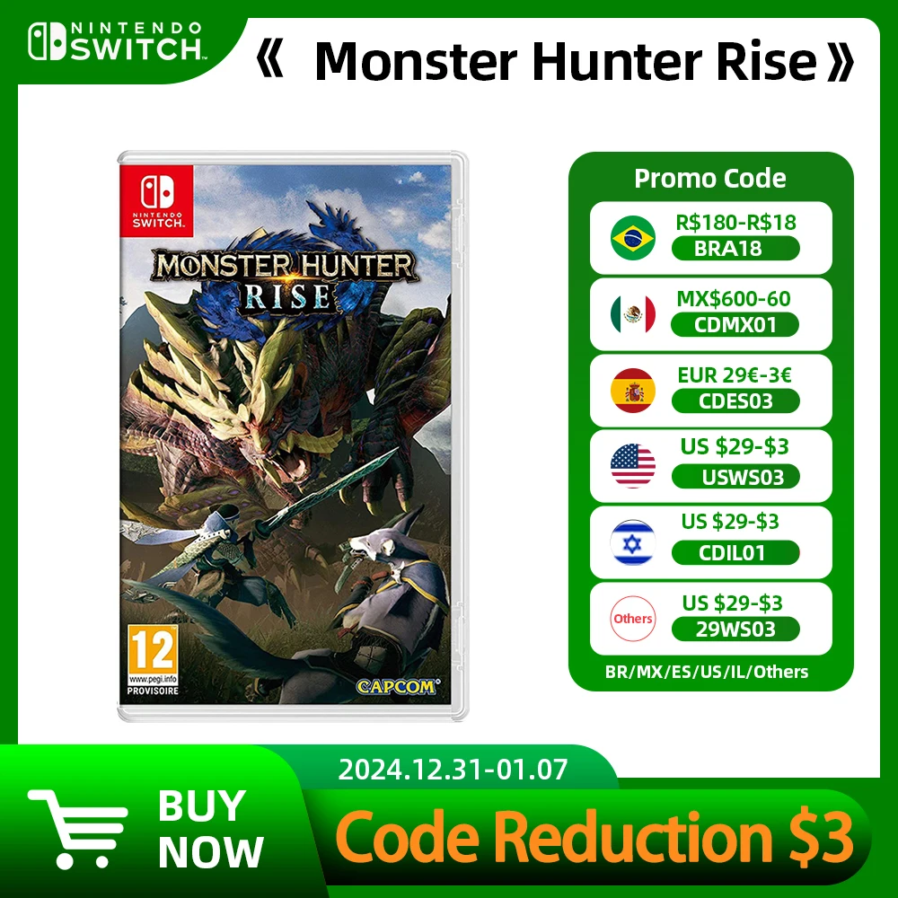 Monster Hunter Rise Nintendo Game Deals Physical Game Card Action Genre Support TV Tabletop Handheld Mode for Switch OLED Lite