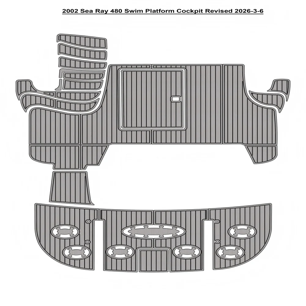 

Накладка на палубу и ванную платформу для лодки Sea Ray 480 (2002 г.), из ЭВА-пены, имитация тика, в стиле SeaDek/MarineMat/Gatorstep, самоклеящаяся, ZY