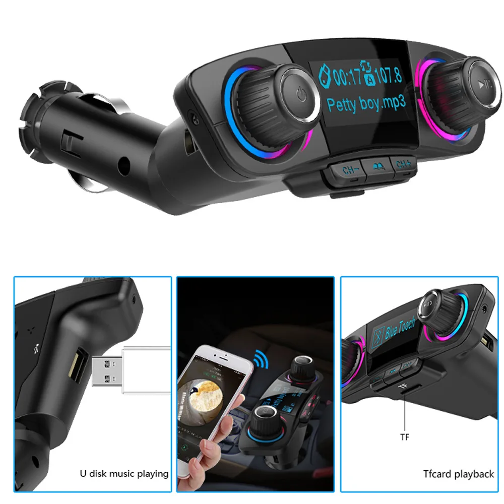 BT06 Car Mp3 Player Bluetooth Car Cigarette lighter Charger QC3.0 Fast Charging USB Flash Drive Hands-free Fm Transmitter