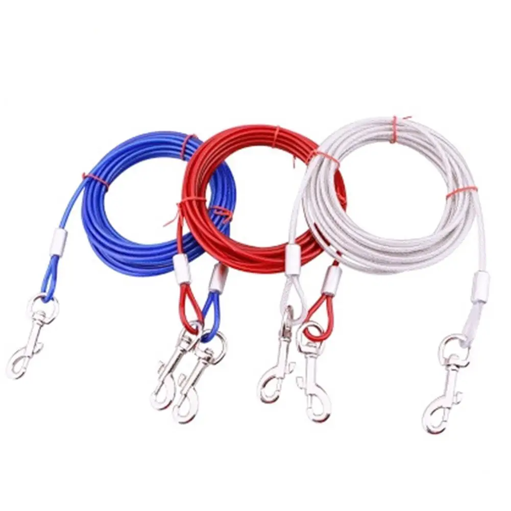 【 Ready Stock 】 Double-headed Pet Leash Long Steel Wire Chain for Outdoor Dogs Supplies