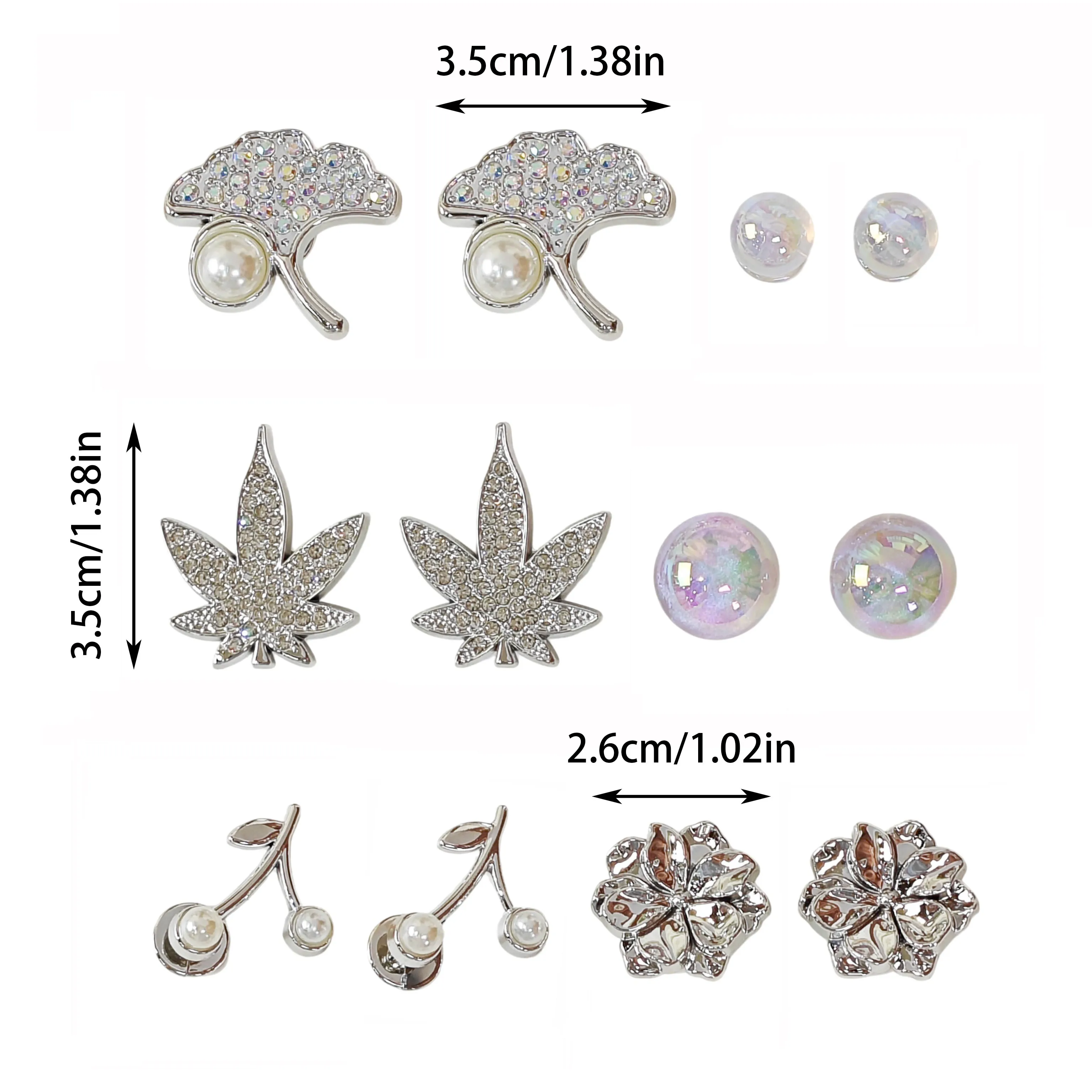 12Pcs DIY Shoe Decoration Charms: Shiny Ginkgo Leaves, Maple Leaves, Cherry Blossoms, Small Flowers, Colorful Round Bead Decorative Buckles, Non-Metal Lightweight Material, Y2K Fashion Versatile Cute Personality Accessories for Men and Women, Suitable for Eva Beach Shoes, Sandals, Removable Shoe Decorations, Holiday Gifts