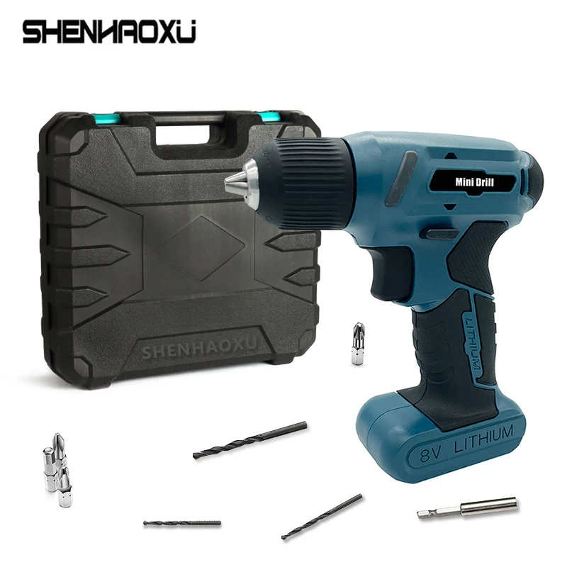 Super Mini Cordless Electric Screwdriver 8V Lithium Battery Operated Type-c Rechargeable LED Electric Tools set Electric Drill