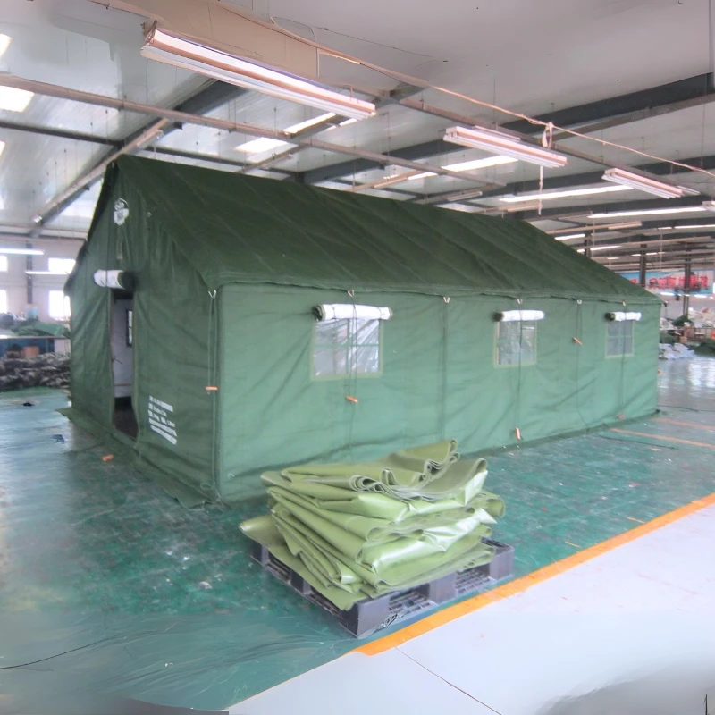 Modular Canvas Tent 10 Person, Steel Frame Heated Option, Snowproof Field Camp Emergency Shelter for All Seasons Use