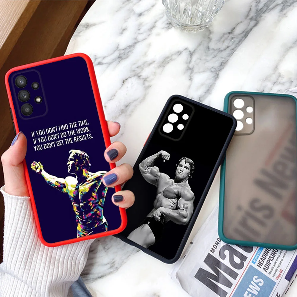 For Samsung A50 A73 A72 A71 A54 A53 A52S A22 A21S A14 A13 A12 A70 Arnold schwarzenegger Black Frosted Translucent Phone Case