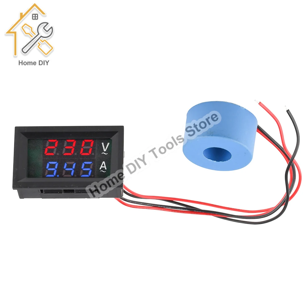 AC 50-500V Digital LCD Voltmeter Ammeter 10A 50A 100A 220V Voltage Current Meter Tester Detector Current Transformer