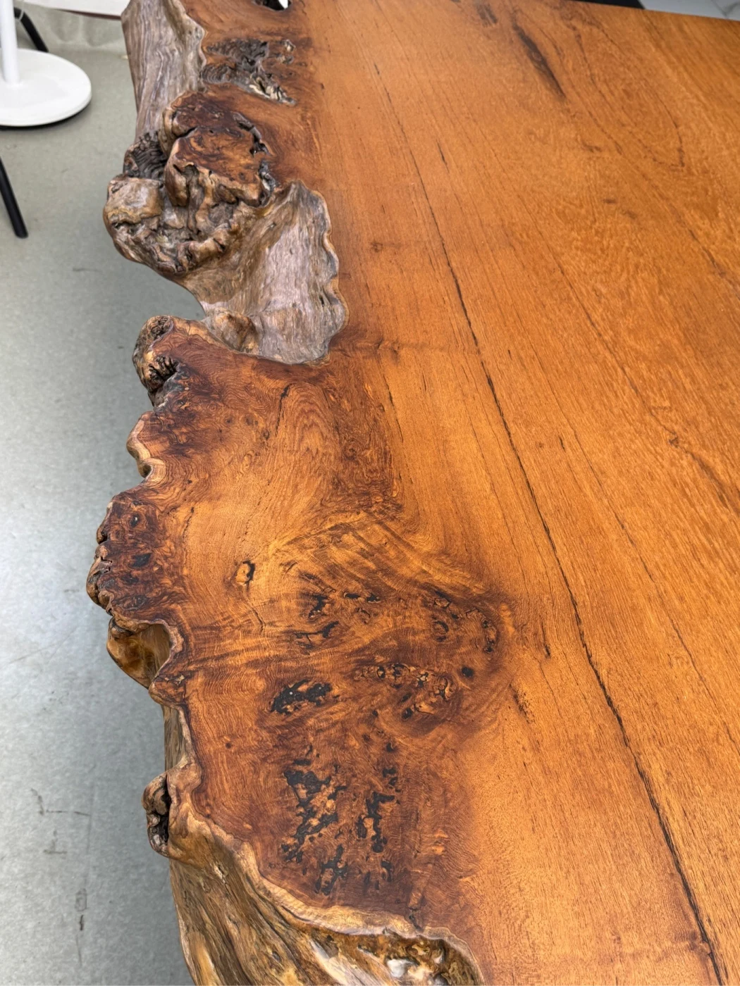 Luxury Solid Wood Table for High-End Interiors Burmese Teak Wood Slab with Natural Live Edge