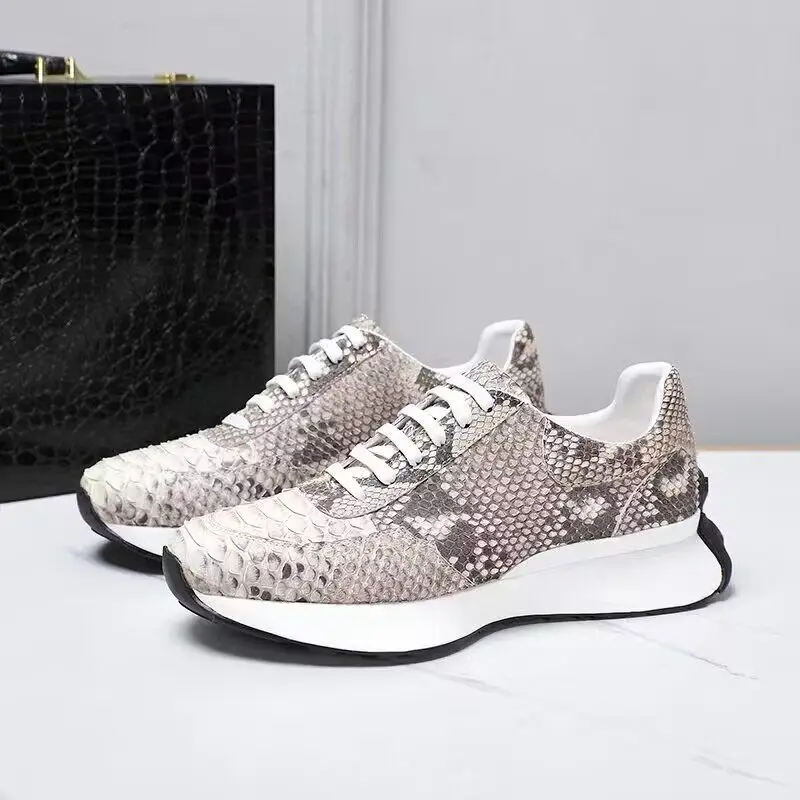 Snakeskin Shoes for Men Couple\'s Luxury Snake Skin Design Breathable Comfortable Genuine Leather Daily Casual Sports Shoes Men\'s