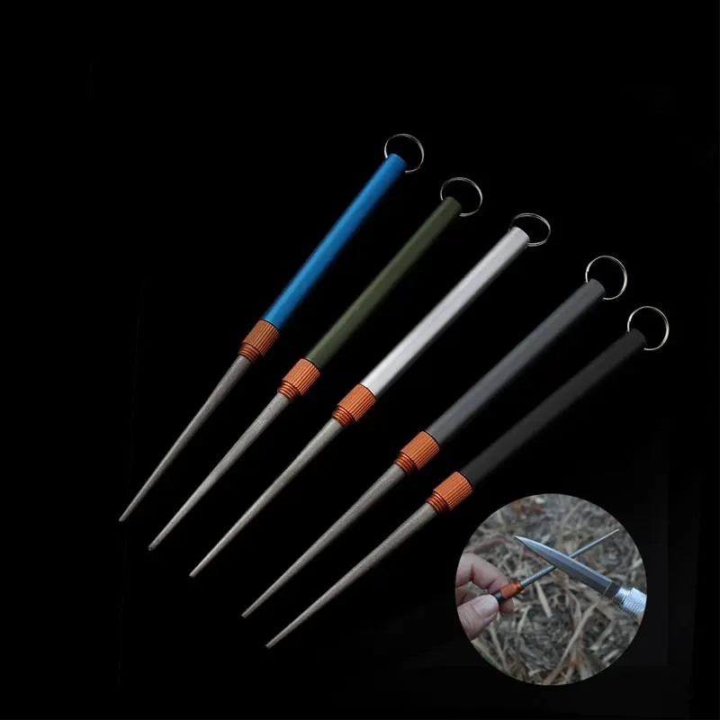 Outdoor Matte Mini EDC Knife Sharpening Rod Stainless Steel Emery Plated Emery Is Not Easy To Wear Fishing Hook Sharpener
