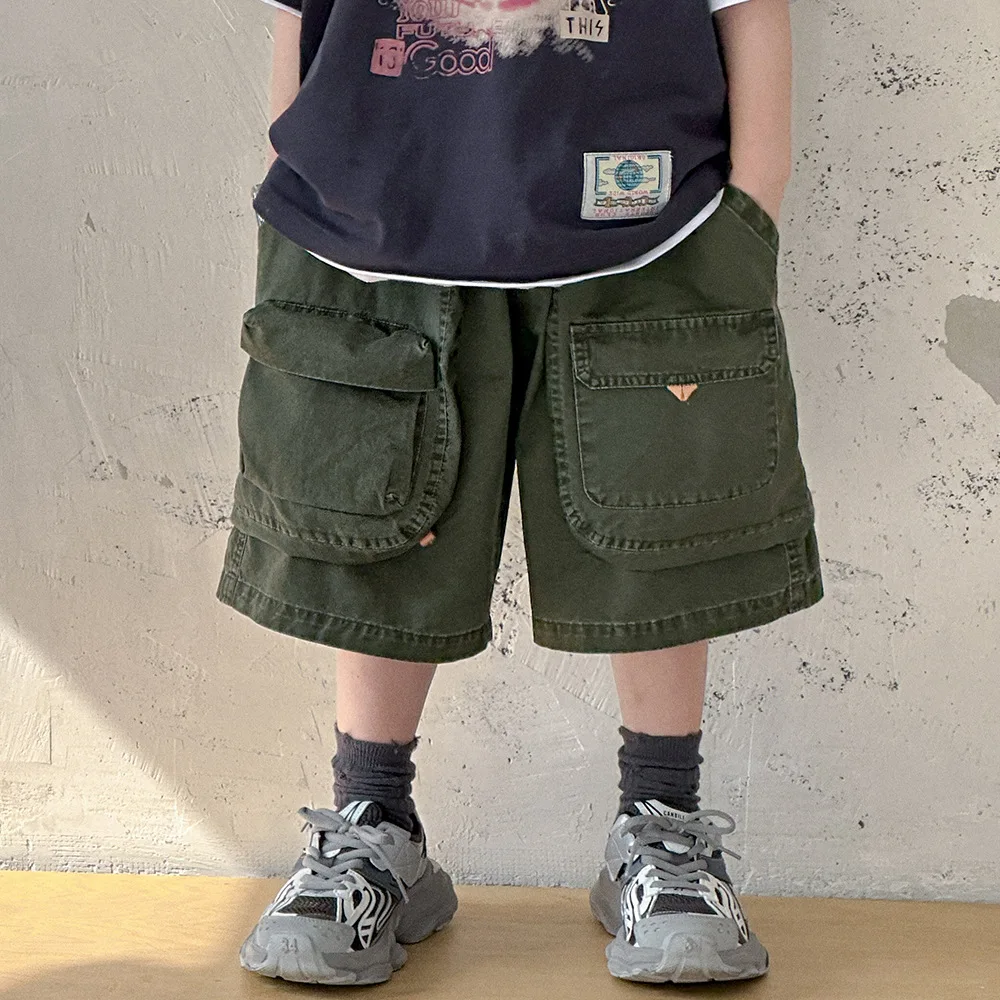 

2024 Vintage Casual Shorts Made of Pure Cotton American Style Shorts Summer Boys' Capris Children's Trendy Shorts