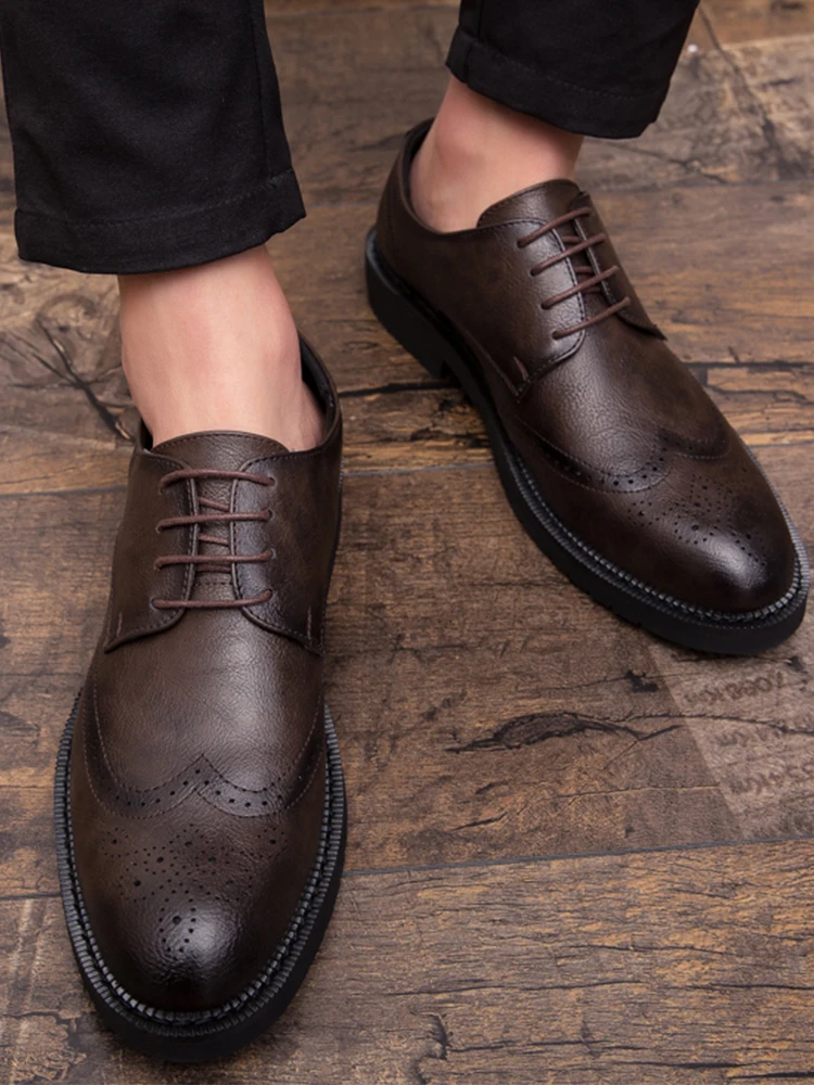 

Классические формальные броги, кожаные туфли, мужские вечерние свадебные кожаные туфли для мужчин, повседневные деловые оксфорды, мужские модельные туфли
