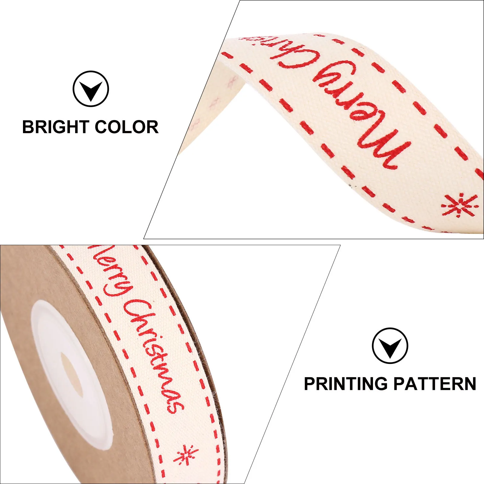 

1 Roll Premium Cotton Printing Ribbon Christmas Gift Wrap and Clothing Edge Trim Decorative Party Craft Accessory