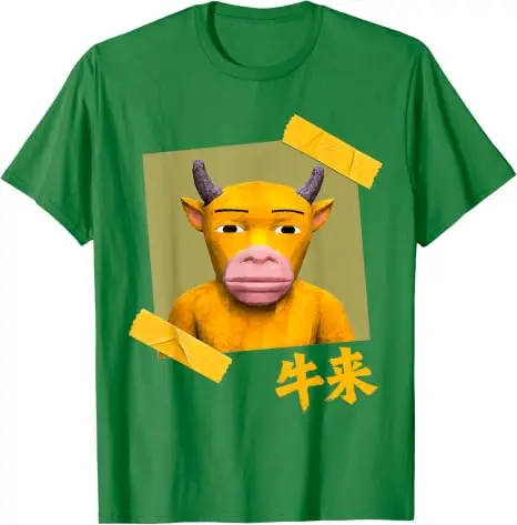Lustiges NIU Lai Chinesisches Kuh-Internet-Humor-Meme Gen Z T-Shirt Y2k-Kunst NIU Lai Moo Niedliches Weiches Baumwoll-T-Shirt Streetwear-Tee – Detail 10