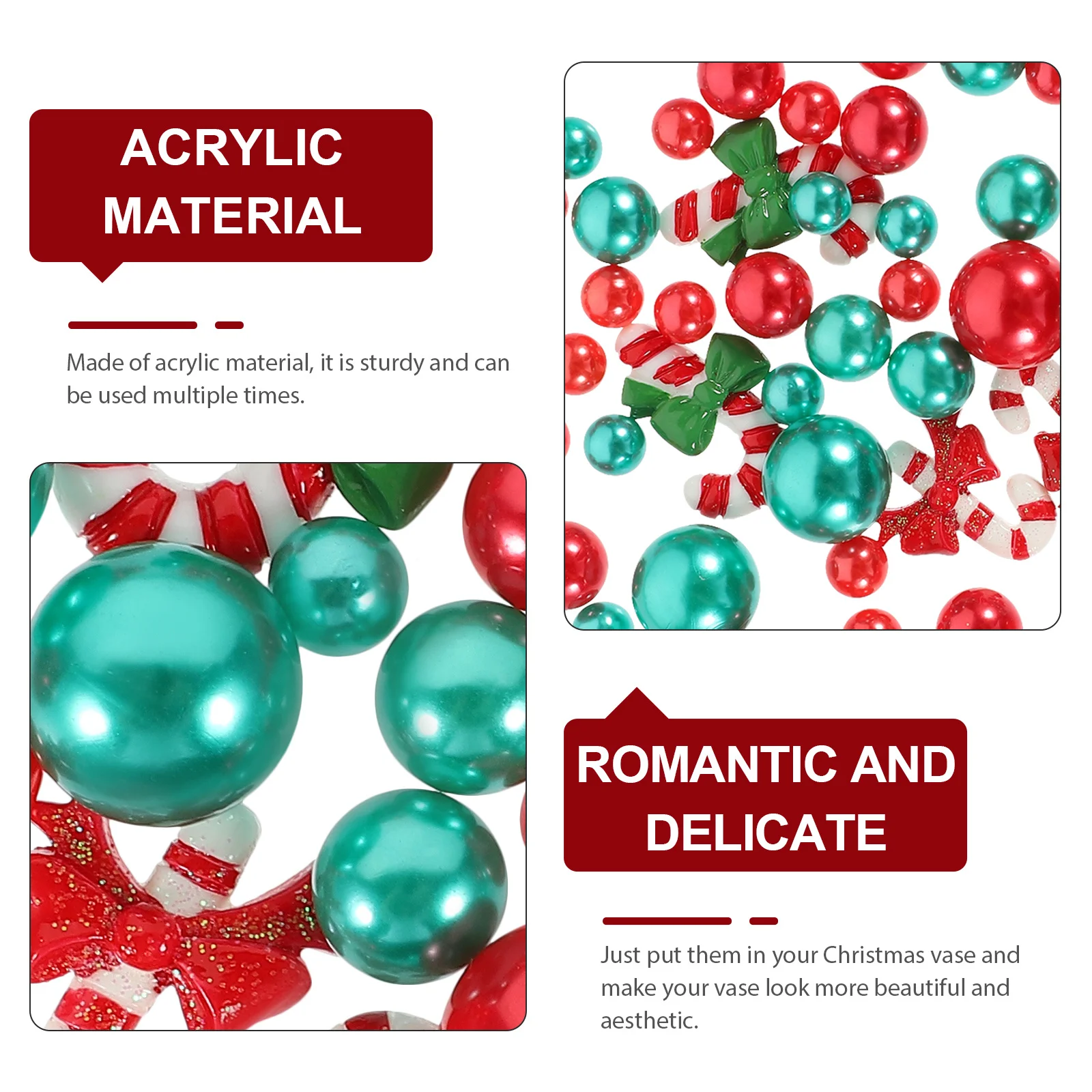 

1Set Christmas Vase Candy Filler Decorative Fillers for Tall Vase Festival Tablecase Decoration Xmas Floating Ornament Set