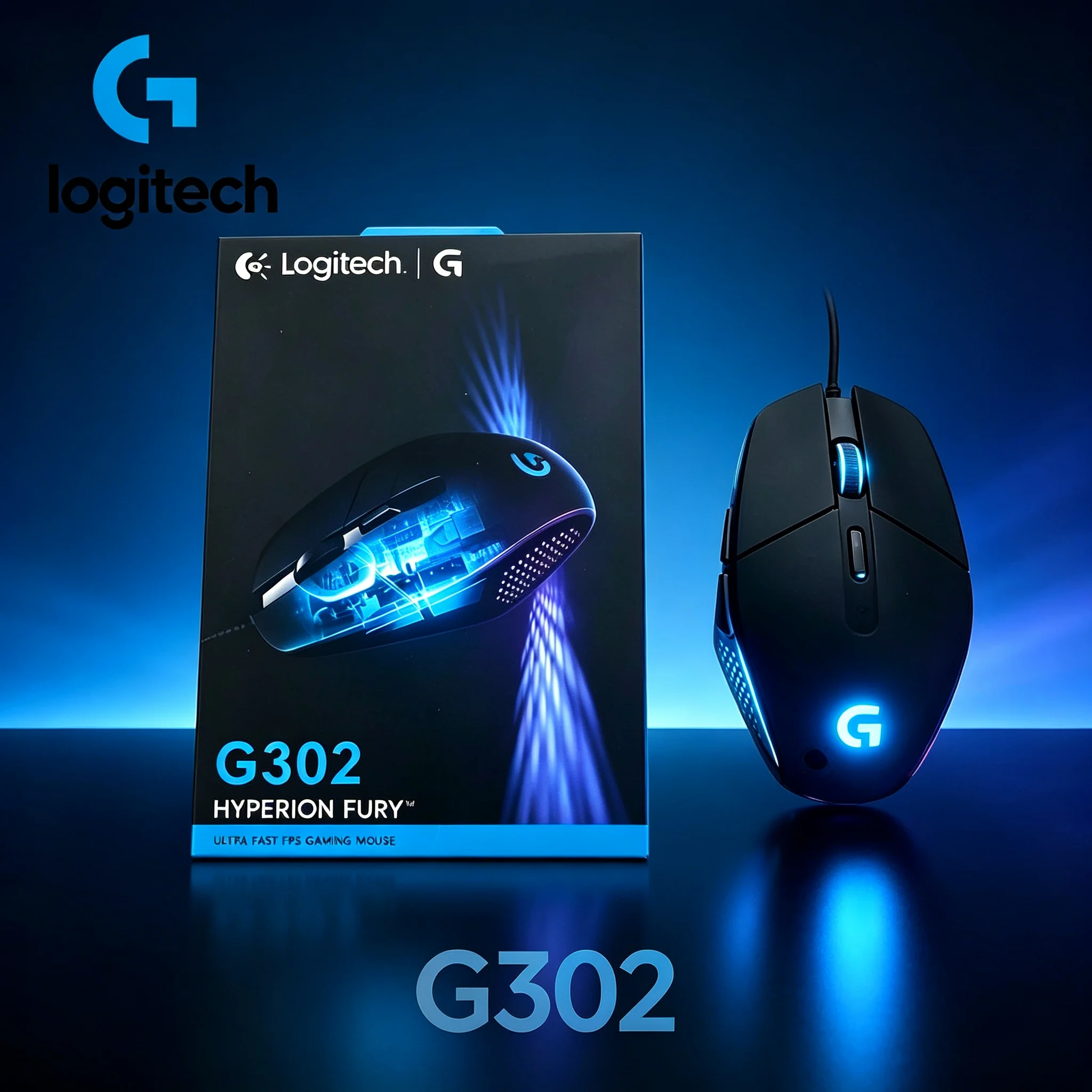 Logitech G302 Daedalus Prime Wired Computer Mouse 6 Custom Programmable Keys 4000DPI RGB Side Glow Light For Gamer Daily Office