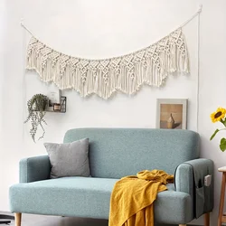 1pc Boho Tapestry With Tassel Wall Hanging Wall Decor, Woven Macrame Tapestry Wall Art Decoration For Bedroom Living Room Home D