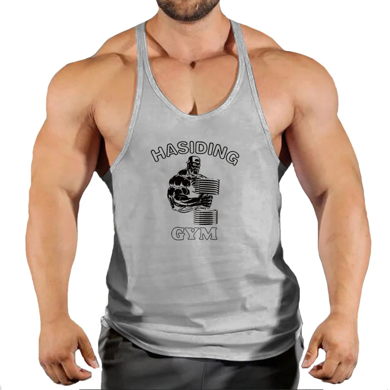 Brand Gyms Stringer Clothing Bodybuilding Tank Tops Men Fitness Singlet Sleeveless Shirt Printed Cotton Muscle Vest Undershirt