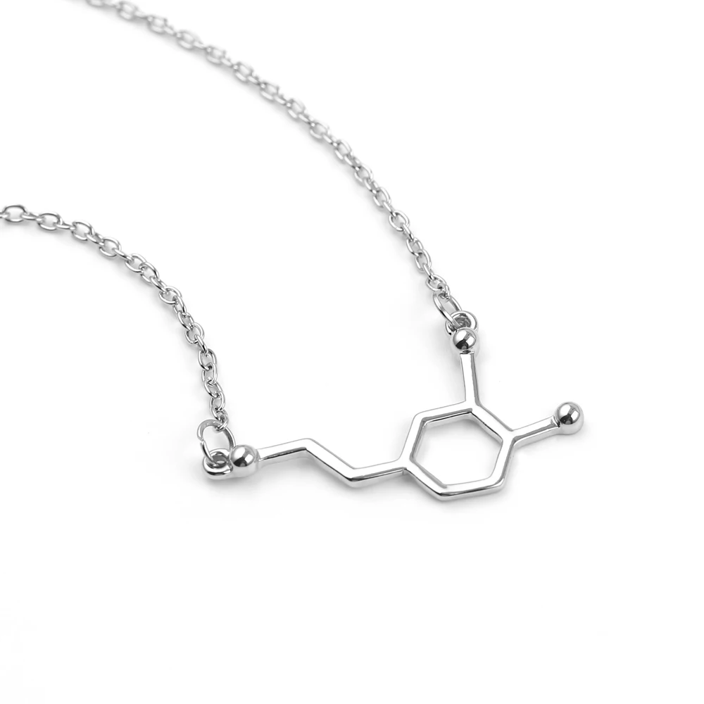 DNA Necklace Serotonin Dopamine Acetylcholine Biochemistry Molecule Pendant Gift for Women Butterfly