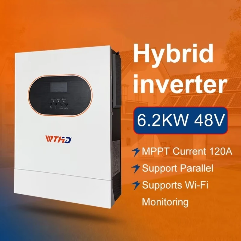 

Hybrid Solar Inverter Touchable Screen 6.2KW 6200W Dual MPPT AC Support Single Phase 220vac Parallel On/Off Grid Solar Inverter
