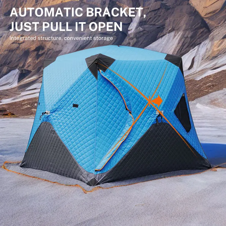Portable 4-Person Ice Fishing Tent Insulated Ice Fishing Shelter Hot Fishing Tent