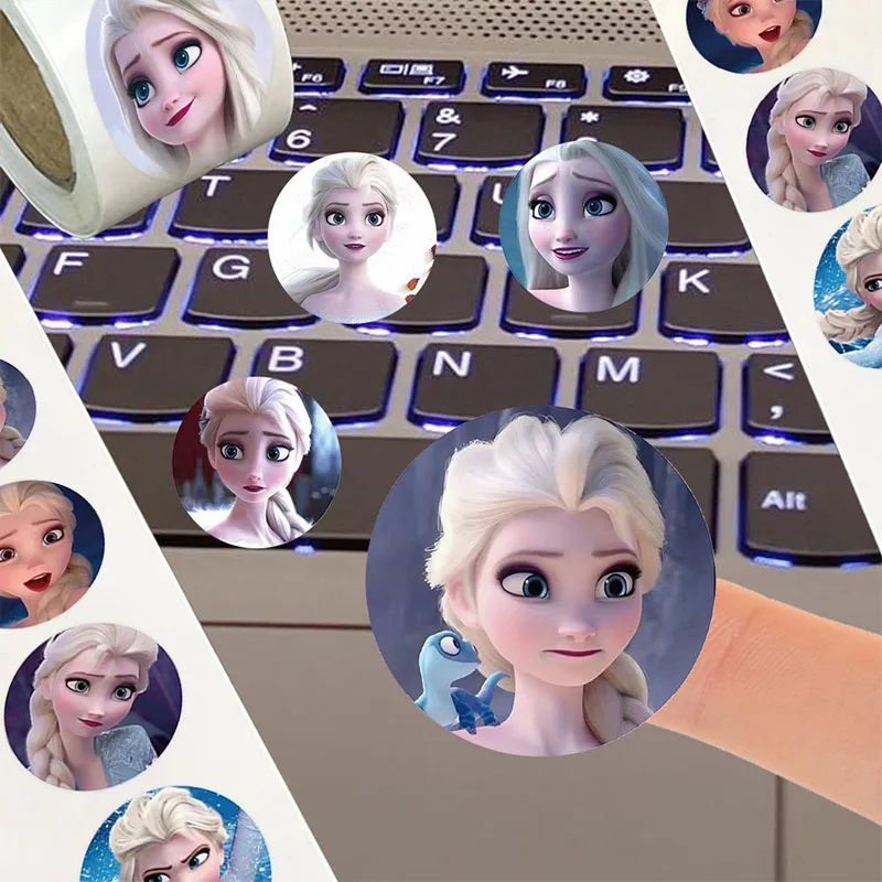 Autocollants Disney Elsa, 500 pièces, stickers Kawaii, dessin animé, image de princesse, enveloppe de récompense pour enfants, décoration de bancs, DIY bricolage