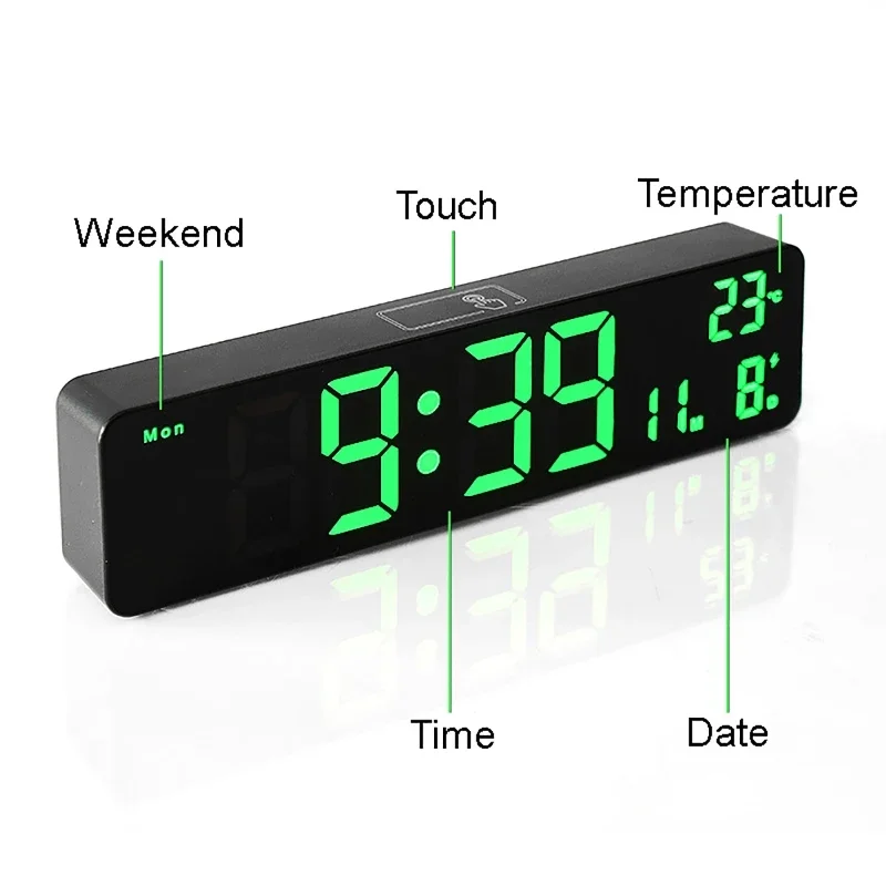 

Led Digital Wall Clock Modern Design Watch Clocks Living Room Decor Table Alarm Nightlight Luminous Desktop USB Plug-in Clock