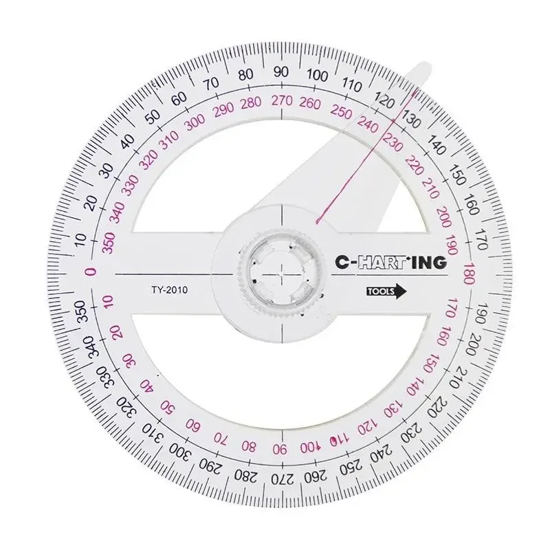 2 pces todos circular 10cm plástico 360 graus ponteiro transferidor régua ângulo finder braço oscilante para a escola material de escritório