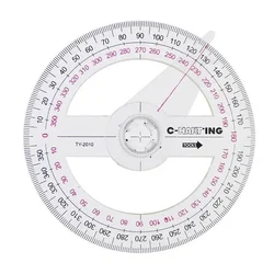 2 Pcs All Circular 10cm Plastic 360 Degree Pointer Protractor Ruler Angle Finder Swing Arm for School Office Supplies